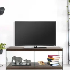 120 cm TV Element in Nussbaum & Transparent - Tomima^Wohnen Sale