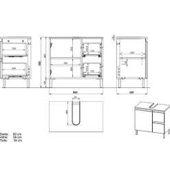 60 cm Waschbeckenschrank in Hellgrau - Dadra^Wohnen