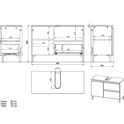 Wohnen 80 cm Waschbeckenschrank in Hellgrau - Dadra