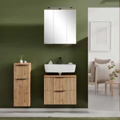 Wohnen 60 cm Waschplatz & Unterschrank Set - Crystoga (dreiteilig)