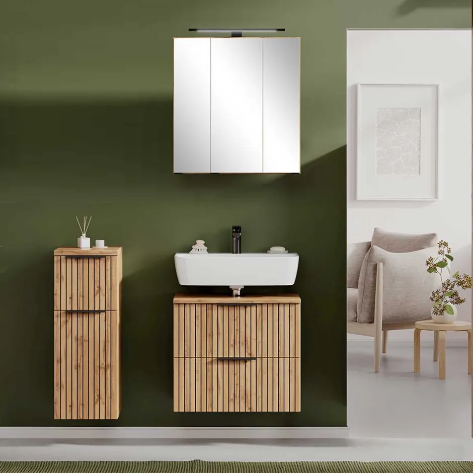 Wohnen 60 cm Waschplatz & Unterschrank Set - Crystoga (dreiteilig)