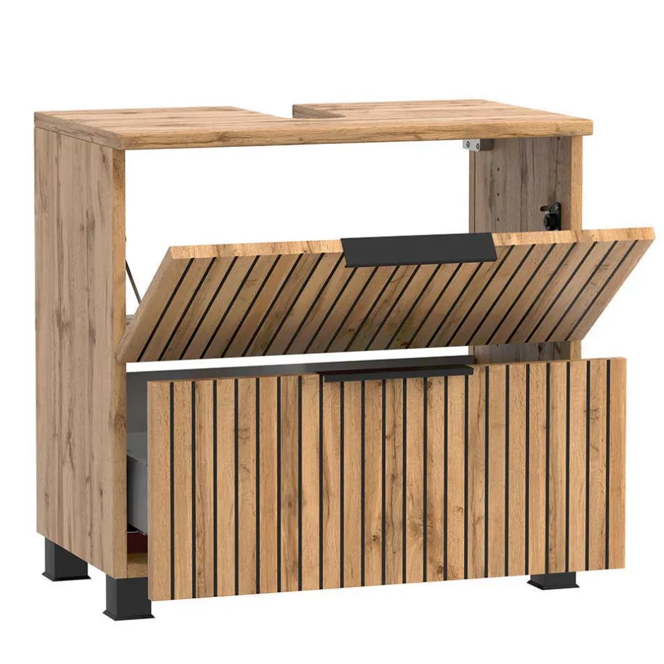 Wohnen 60 cm Waschplatz & Unterschrank Set - Crystoga (dreiteilig)