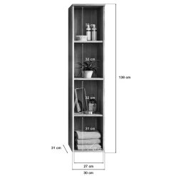 Wohnen 4 Fächer Badezimmerregal für die Wand - Loritana