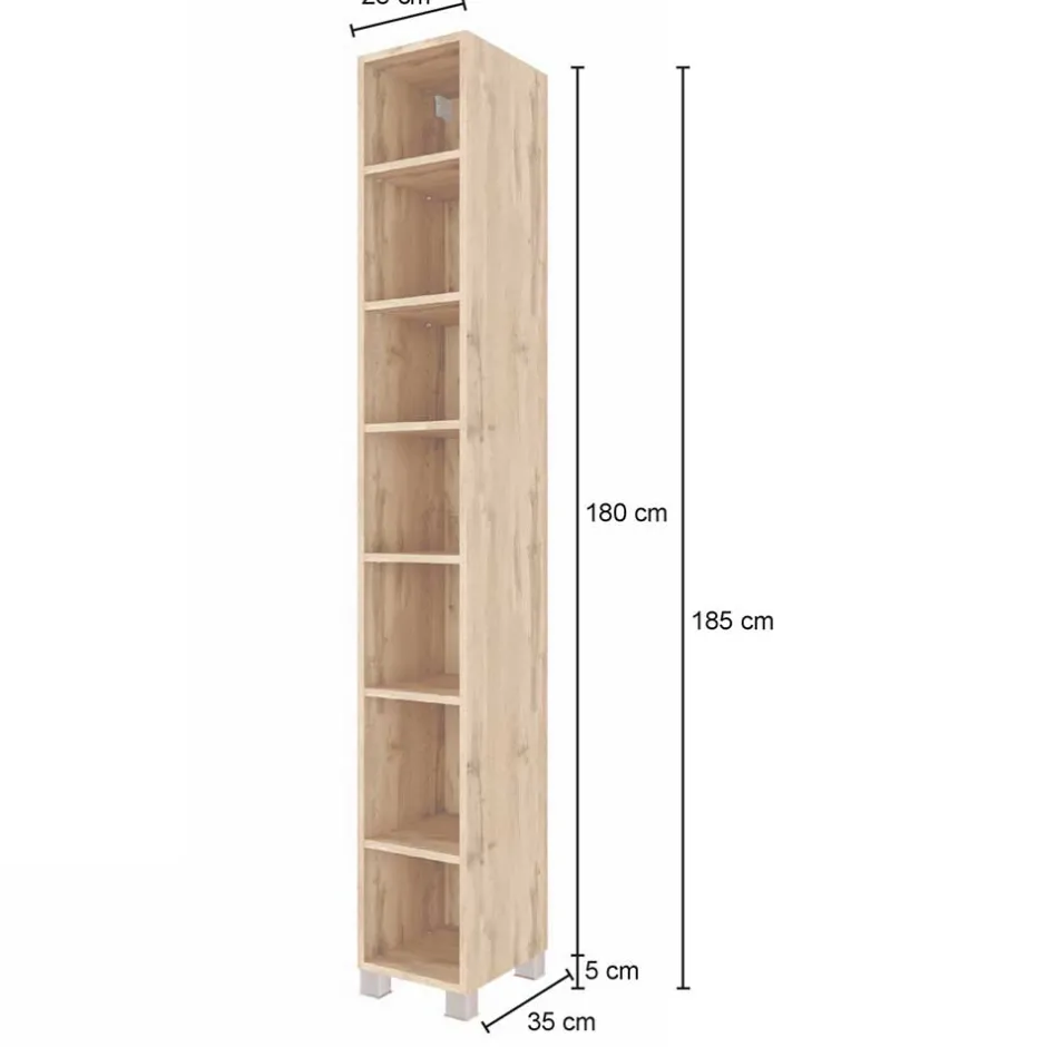 7 Fächer Badzimmer Regal in Holz Optik - Lemnas^Wohnen Sale