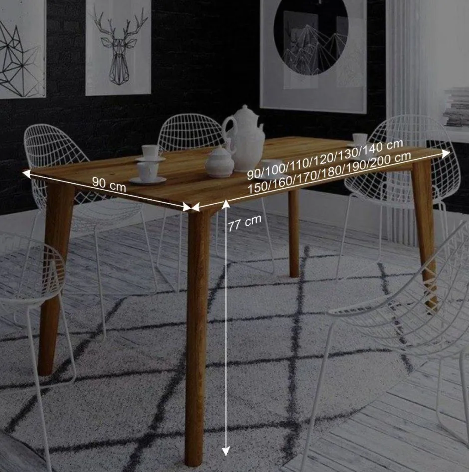 Wohnen 12 Größen Wildeiche Esstisch geölt - Eavy