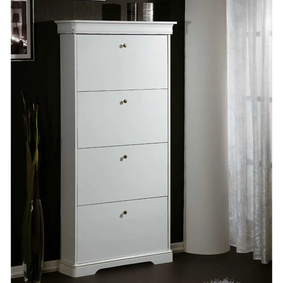 4 Klappen Schuhschrank in Weiß - Zarinas^Wohnen Best