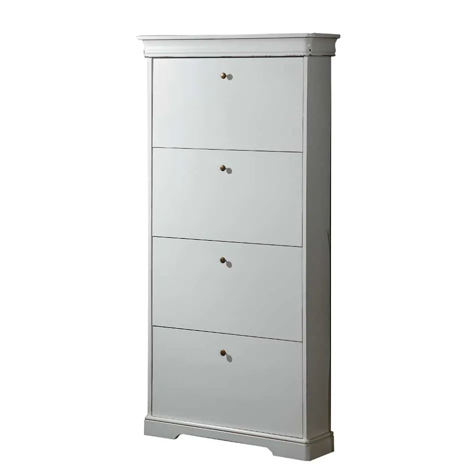 4 Klappen Schuhschrank in Weiß - Zarinas^Wohnen Best