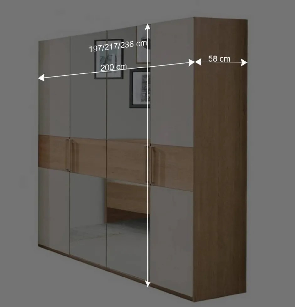 Wohnen 2 Meter Kleiderschrank mit vier Türen - Emdsiva II