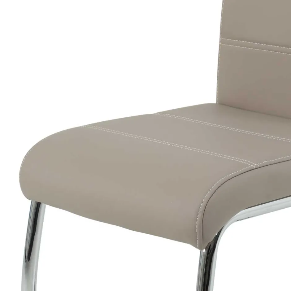 Wohnen 2 oder 4 Essstühle in Kunstleder Beige - Banda (Set)