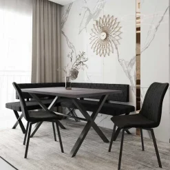 Wohnen 3 Personen Eckbank in Anthrazit - Pricenta