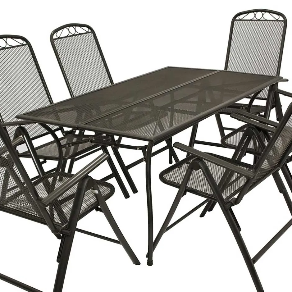 Wohnen 6 Personen Gartengruppe aus Streckmetall - Tessina (siebenteilig)