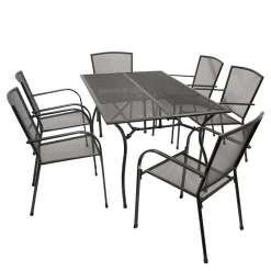 Wohnen 6 Personen Gartentischgruppe Set - Tyago (siebenteilig)