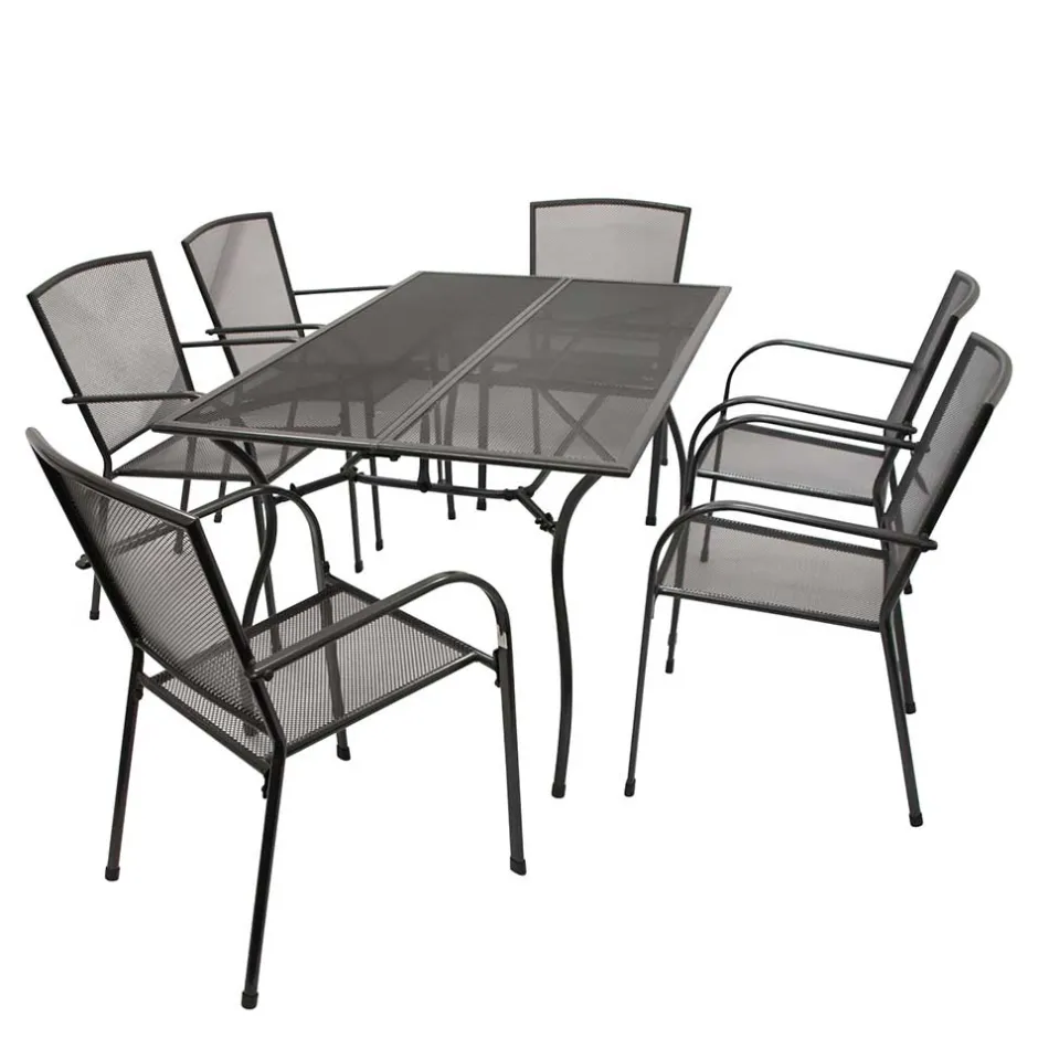 Wohnen 6 Personen Gartentischgruppe Set - Tyago (siebenteilig)