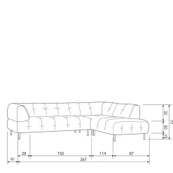 Wohnen 4 Personen Polsterecke in Graubraun Samtbezug - Marian