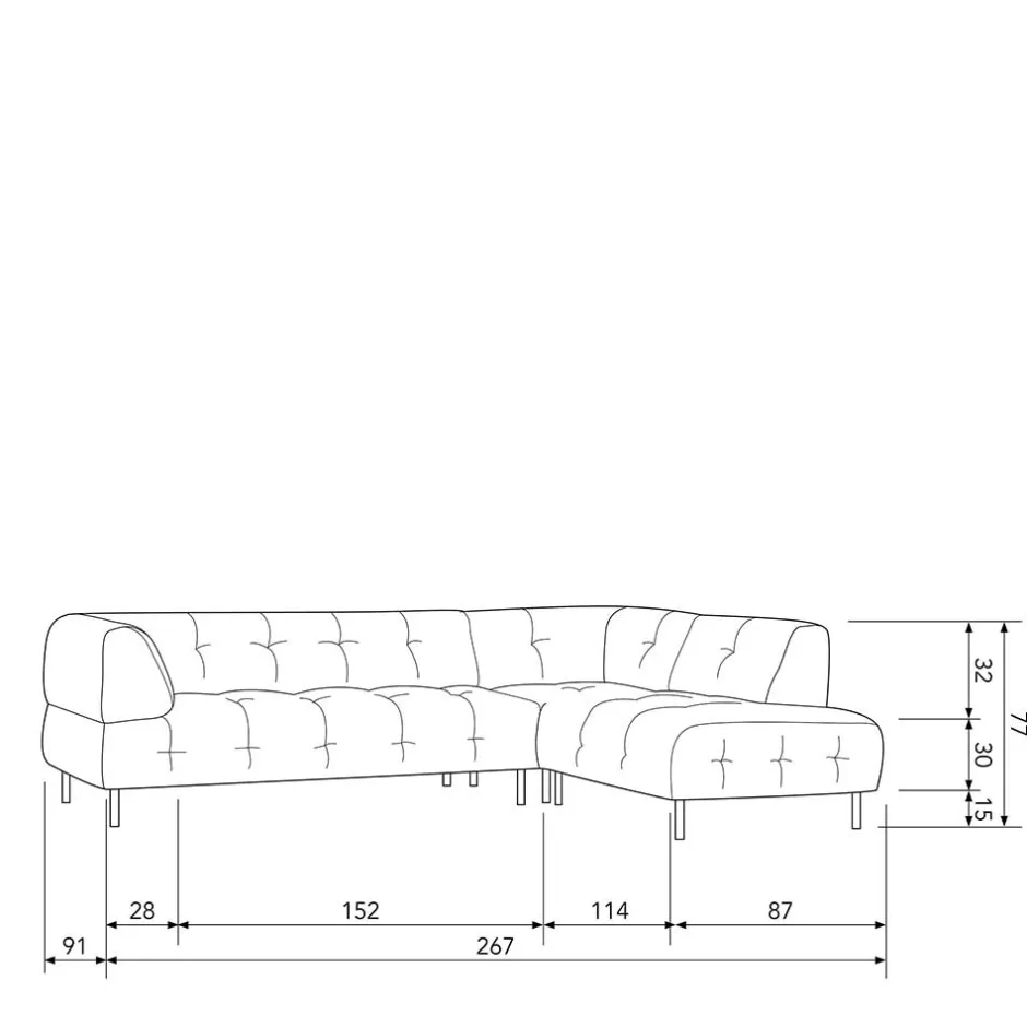 Wohnen 4 Personen Polsterecke in Graubraun Samtbezug - Marian