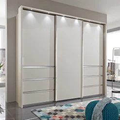 3 Schiebetüren Schlafzimmer Schrank in Beige - Zesgina^Wohnen Discount