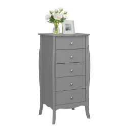 5 Schubladen Hochkommode in Grau lackiert - Resivia^Wohnen