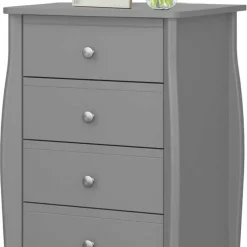 5 Schubladen Hochkommode in Grau lackiert - Resivia^Wohnen