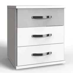 Wohnen 3 Schubladen Nachttisch in Weiß & Beton Optik - Hotti