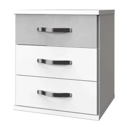 Wohnen 3 Schubladen Nachttisch in Weiß & Beton Optik - Hotti