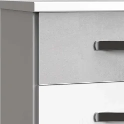 Wohnen 3 Schubladen Nachttisch in Weiß & Beton Optik - Hotti