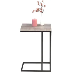 Wohnen Ablagetisch mit Beton Dekor Symatra & offenem Bügelgestell Schwarz