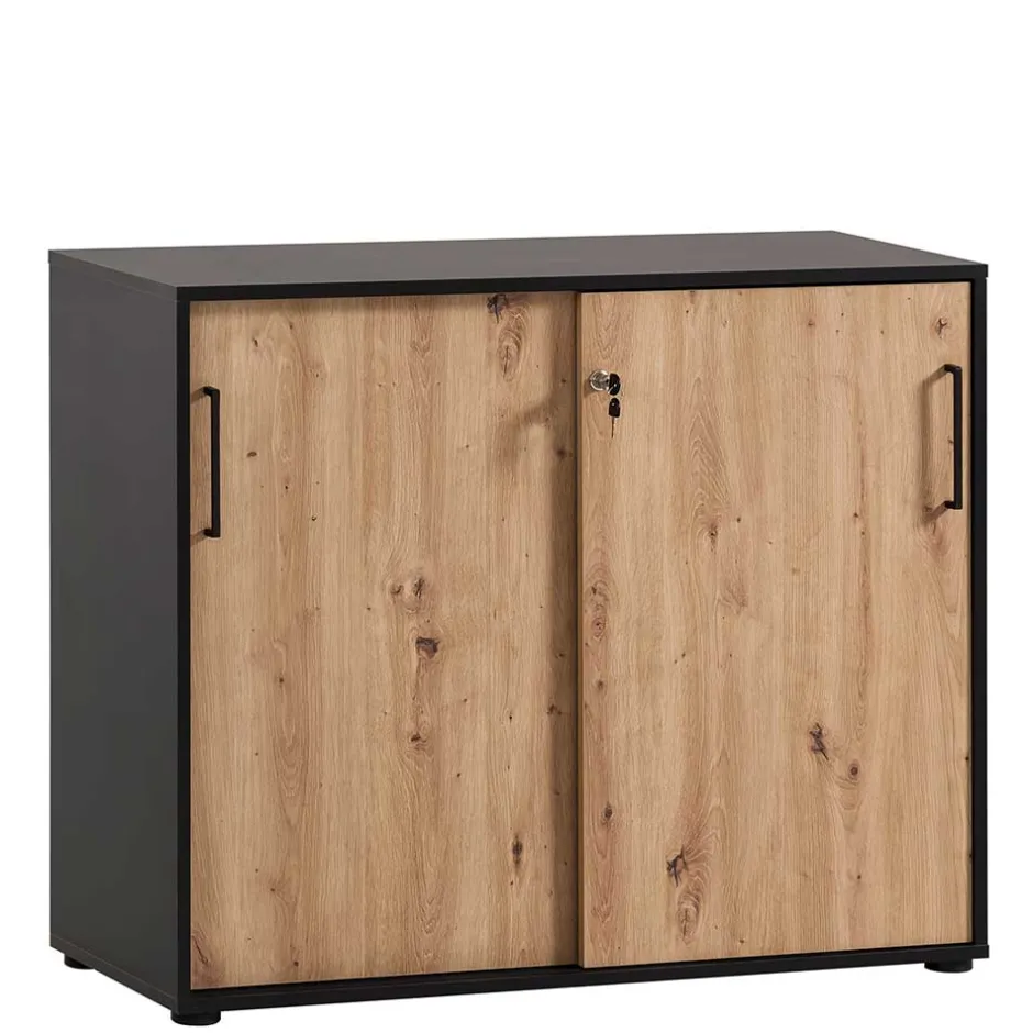 Wohnen Abschließbarer Ordnerschrank mit Schiebetüren - Evasilica