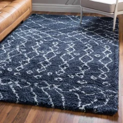 Abstrakt gemusterter Läufer Teppich in Blau - Gunnar^Wohnen New