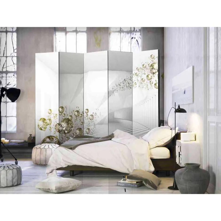 Abstrakte Motiv Trennwand in Grau & Gold - Nasco^Wohnen Outlet