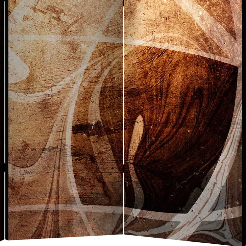 Wohnen Abstrakter Print Paravent in Braun - Adinos