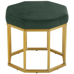 Achteck Hocker in Dunkelgrün & Gold - Furciona^Wohnen Best