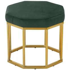 Achteck Hocker in Dunkelgrün & Gold - Furciona^Wohnen Best