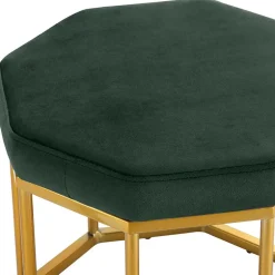 Achteck Hocker in Dunkelgrün & Gold - Furciona^Wohnen Best