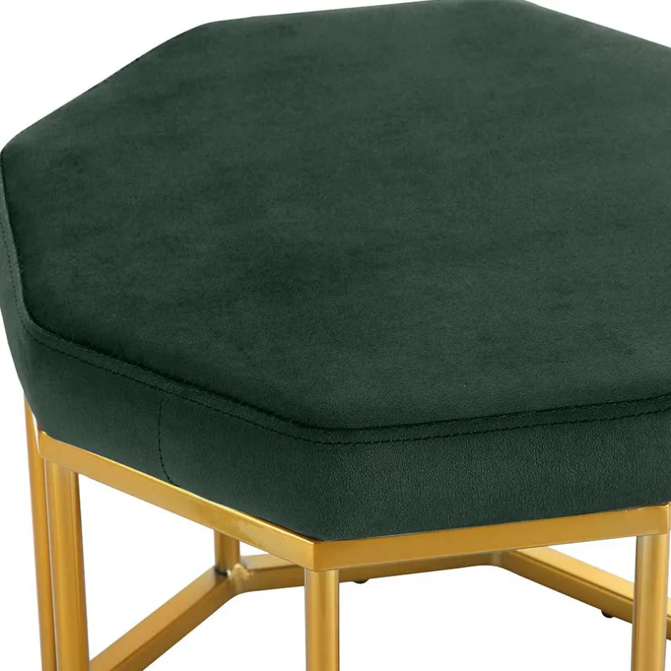 Achteck Hocker in Dunkelgrün & Gold - Furciona^Wohnen Best