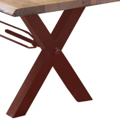Wohnen Akazie Baumkantentisch mit braunen X-Füßen - Tanja