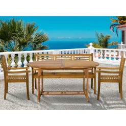 Wohnen Akazie Gartengruppe mit Tisch oval - Egina (vierteilig)