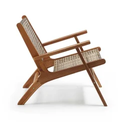 Akazie Holzsessel mit Rattan Geflecht - Foglia^Wohnen New