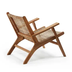 Akazie Holzsessel mit Rattan Geflecht - Foglia^Wohnen New