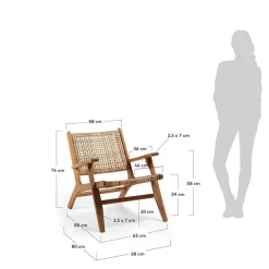 Akazie Holzsessel mit Rattan Geflecht - Foglia^Wohnen New