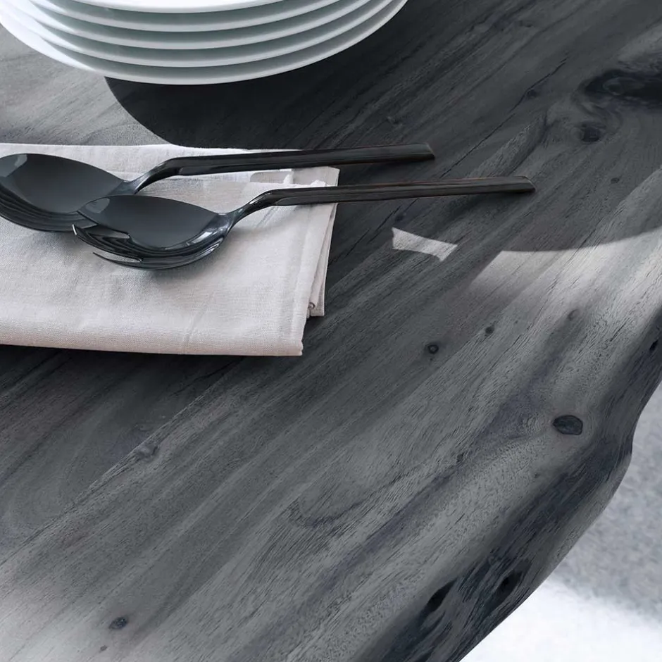 Wohnen Akazienholz Küchentisch in Grau Baumkante - Tobago