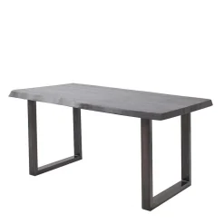 Wohnen Akazienholz Küchentisch mit Naturkante in Grau - Mevrinus