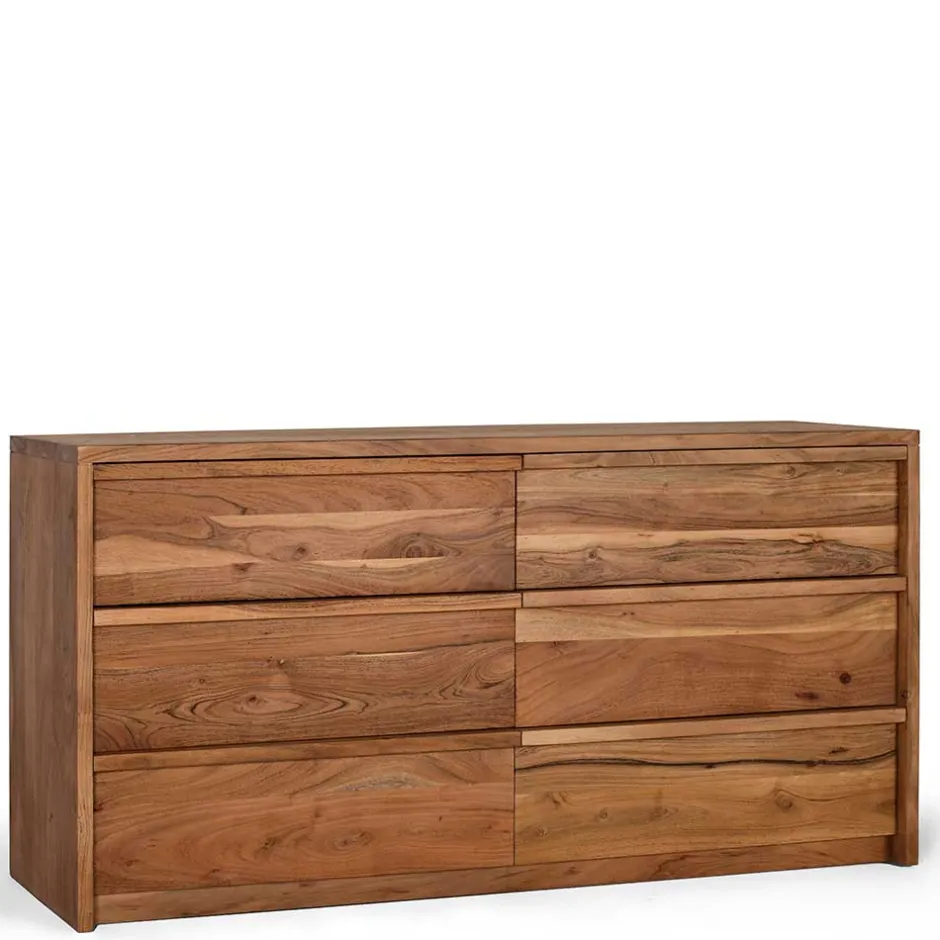 Akazienholz Sideboard mit sechs Schubladen - Vomano^Wohnen Clearance