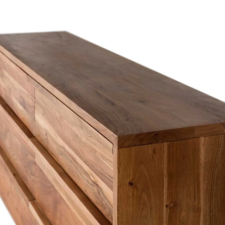 Akazienholz Sideboard mit sechs Schubladen - Vomano^Wohnen Clearance