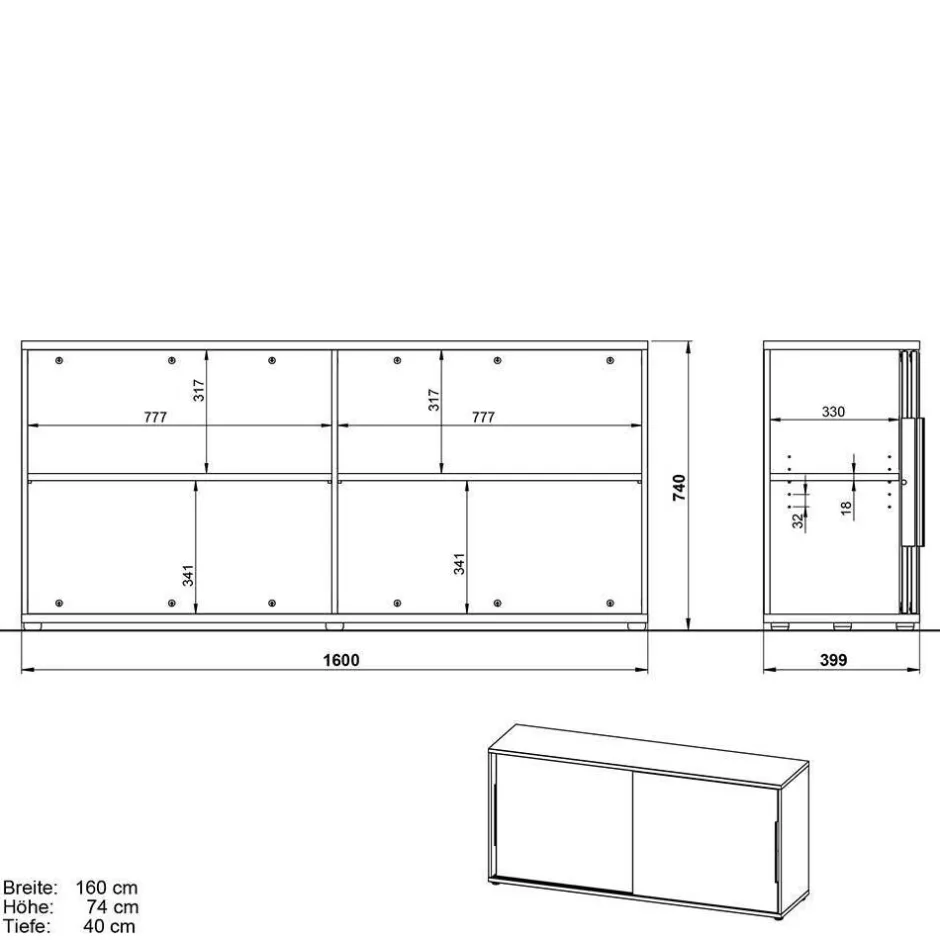 Wohnen Aktenordnerschrank mit Schiebetüren - Tila