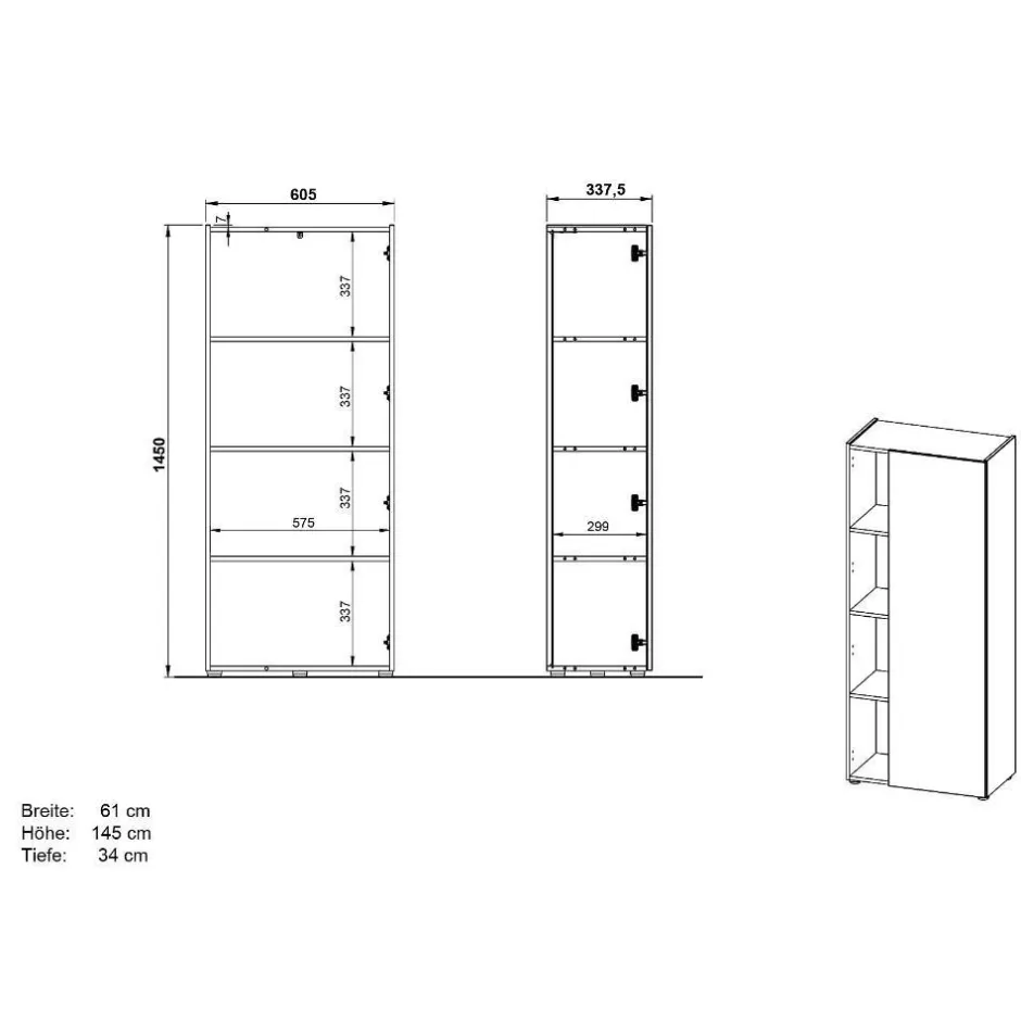 Aktenschrank in Hellgrau und Wildeiche Optik - Chiron^Wohnen Clearance