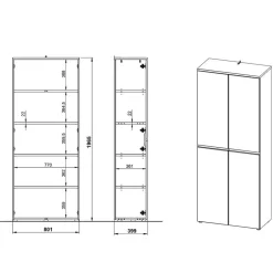 Wohnen Aktenschrank in Hellgrau mit Schwarz - Great