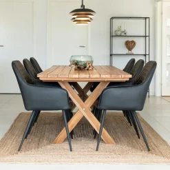 Altholz Esstisch & Kunstlederstühle - Plugravis (siebenteilig)^Wohnen Discount