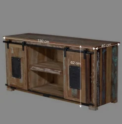 Wohnen Altholz TV Board mit zwei Schiebetüren - Jevilia