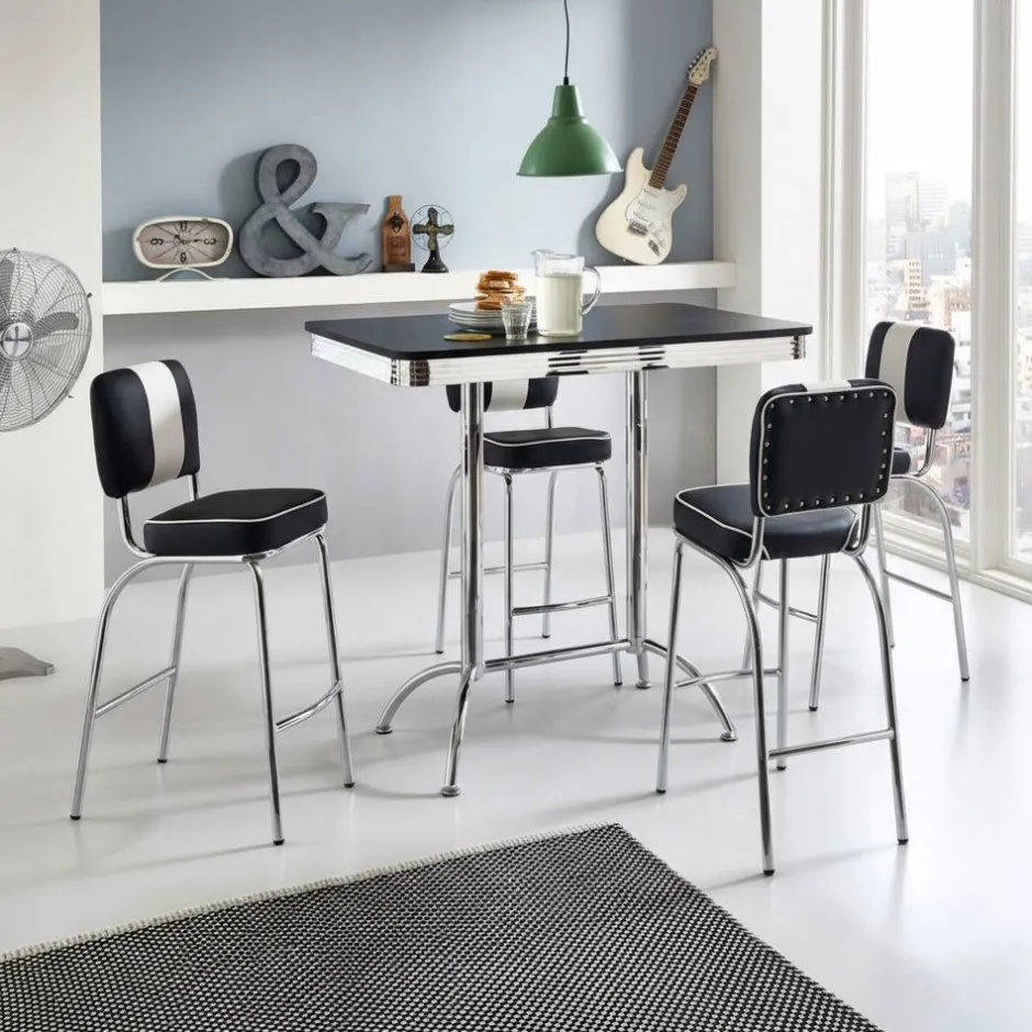Wohnen American Diner Bartisch Set Barataria mit 4 Stühlen (fünfteilig)