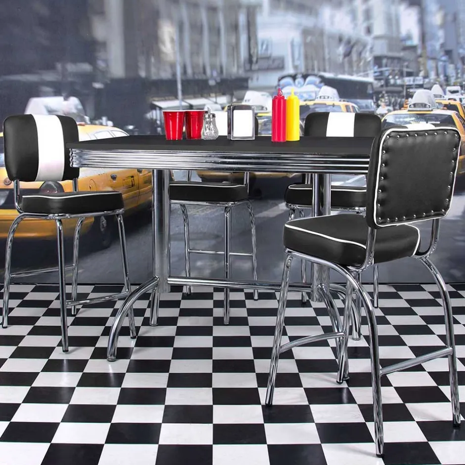 Wohnen American Diner Bartisch Set Barataria mit 4 Stühlen (fünfteilig)
